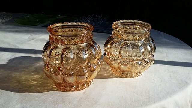 Image 5 of Pair of Vintage Retro Small Amber Bubble Lamp Shades