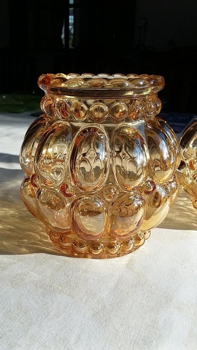 Image 7 of Pair of Vintage Retro Small Amber Bubble Lamp Shades