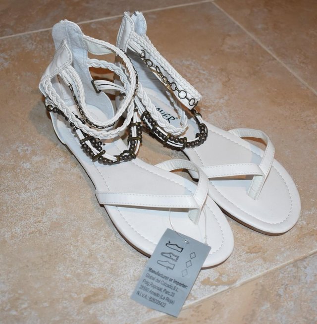 Preview of the first image of White Sandals with beads BRAND NEW (with tag).