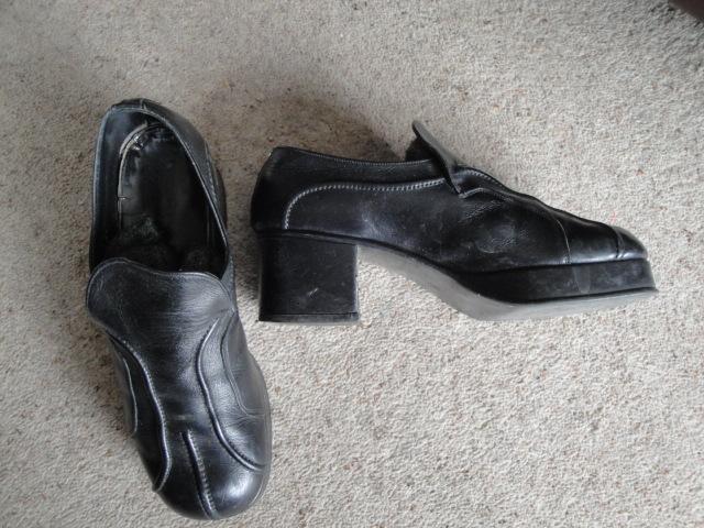 Preview of the first image of Black 1970s Platform Shoes - Used..