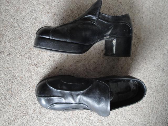 Image 2 of Black 1970s Platform Shoes - Used.