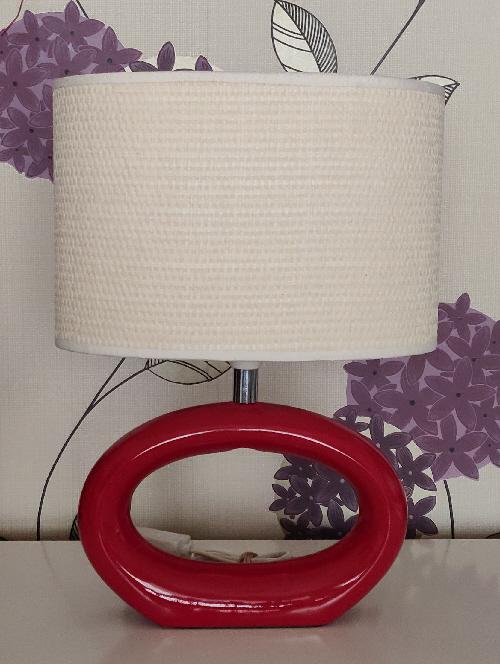 Preview of the first image of Lovely Contemporary Red Table Lamp With Cream Shade.