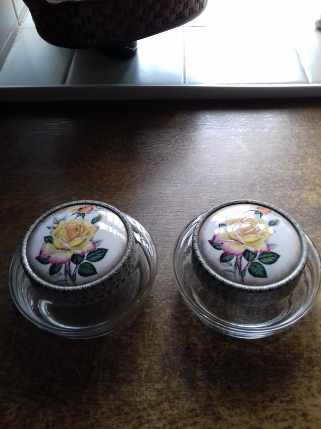 Preview of the first image of ..glass..jars.with. hand .painted ..lids.