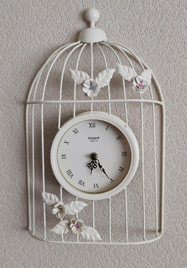 Preview of the first image of Shabby N Chic Antique Cream Birdcage Wall Clock.