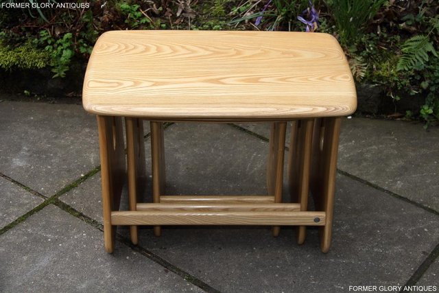 Image 20 of ERCOL WINDSOR ELM CLEAR FINISH NEST OF THREE COFFEE TABLES
