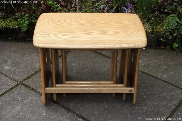Image 26 of ERCOL WINDSOR ELM CLEAR FINISH NEST OF THREE COFFEE TABLES