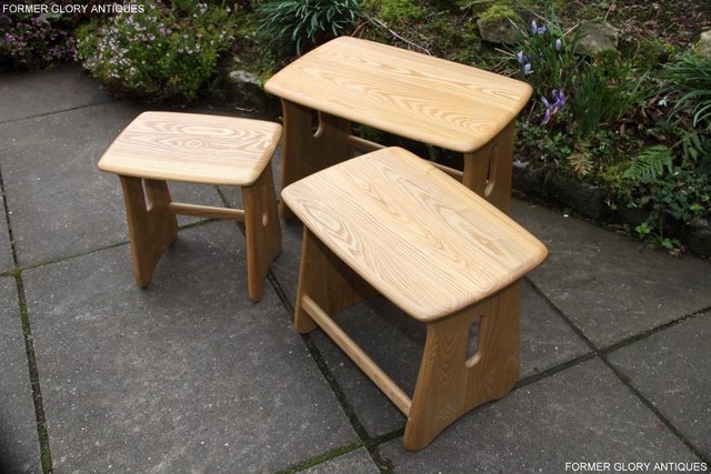 Image 44 of ERCOL WINDSOR ELM CLEAR FINISH NEST OF THREE COFFEE TABLES