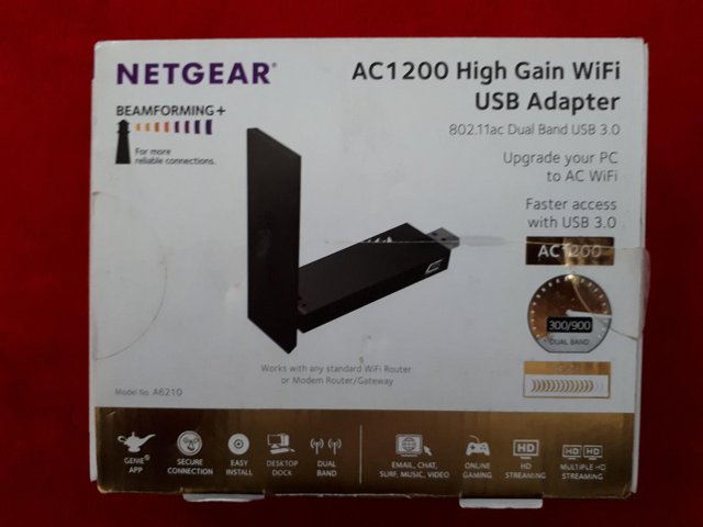 Preview of the first image of NETGEAR A6210-100PES USB 3.0 Beamforming+ WI-FI.