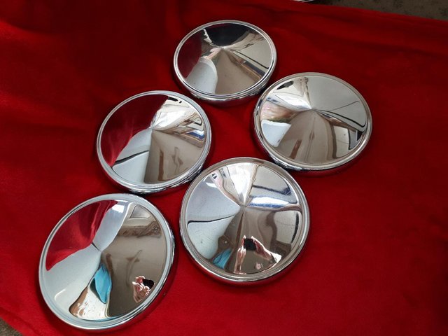 Preview of the first image of Ford Cortina Anglia Escort 9" Chrome Hub Caps.