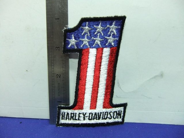 Preview of the first image of badge patch harley davidson no1 stars stripes embroidered cl.