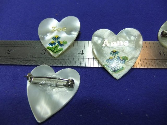 Image 2 of badge brooch love sweet heart names A to Z 1950s 60s stock e