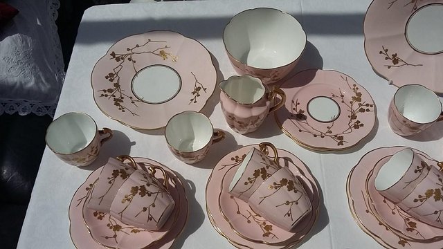 Image 7 of Wileman & Co Salmon Pink & Gold Thorn 38 piece China Set