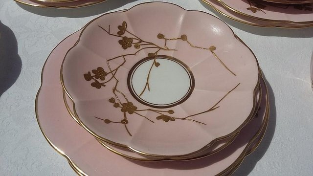Image 8 of Wileman & Co Salmon Pink & Gold Thorn 38 piece China Set