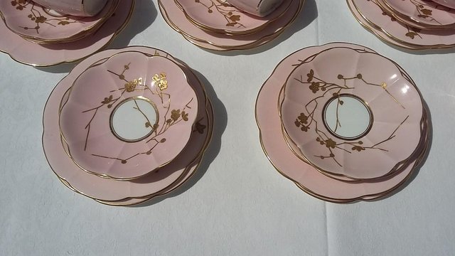 Image 11 of Wileman & Co Salmon Pink & Gold Thorn 38 piece China Set