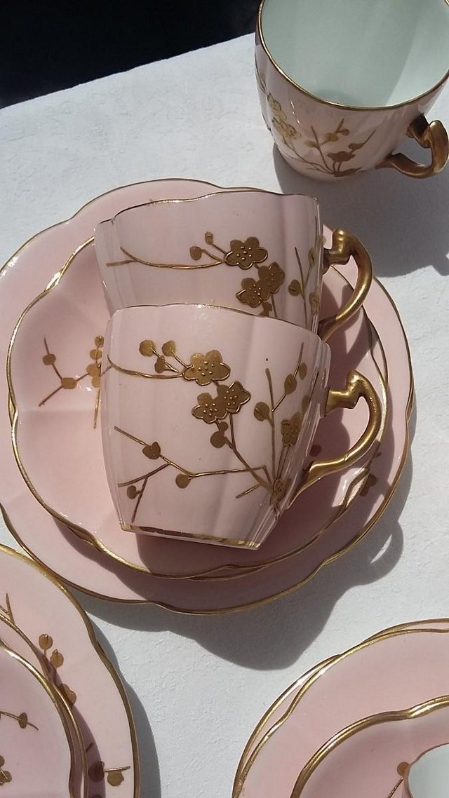 Image 12 of Wileman & Co Salmon Pink & Gold Thorn 38 piece China Set