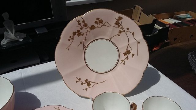 Image 13 of Wileman & Co Salmon Pink & Gold Thorn 38 piece China Set