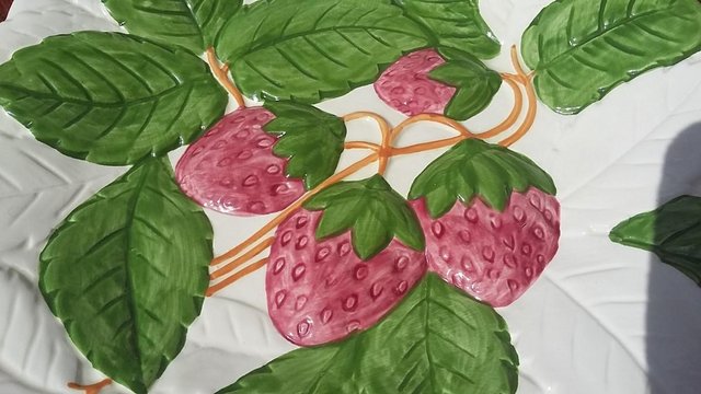 Image 2 of Vintage Shafford Hand Painted Strawberries 'Fruit du Jour'