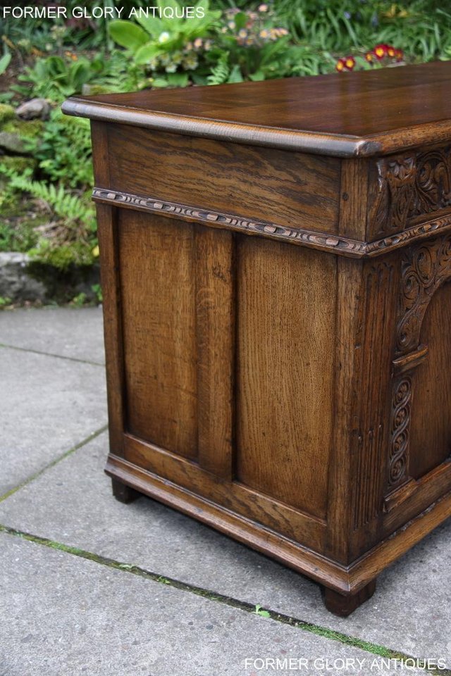 Image 67 of A TITCHMARSH AND GOODWIN CARVED OAK BLANKET BOX CHEST COFFER