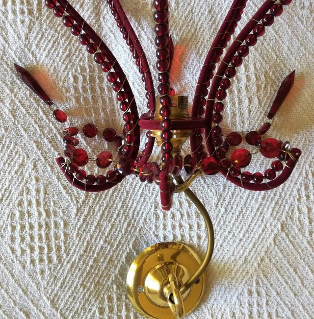 Image 2 of CHANDELIERS LIGHTING Red Bead Velvet Candelabra Pendant