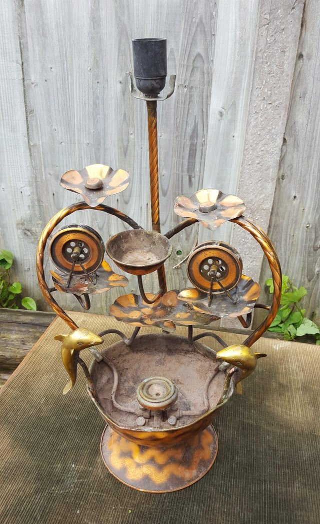 Preview of the first image of Vintage Copper Sculptural Fountain & Light.