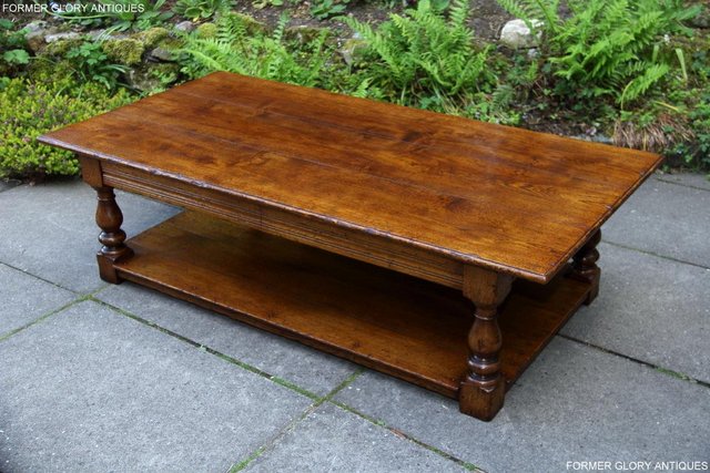 Image 2 of A LARGE SOLID TUDOR OAK TWO DRAWER COFFEE TABLE STAND