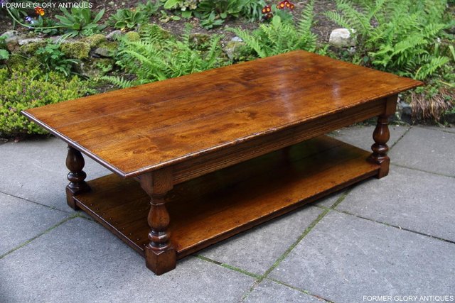 Image 3 of A LARGE SOLID TUDOR OAK TWO DRAWER COFFEE TABLE STAND