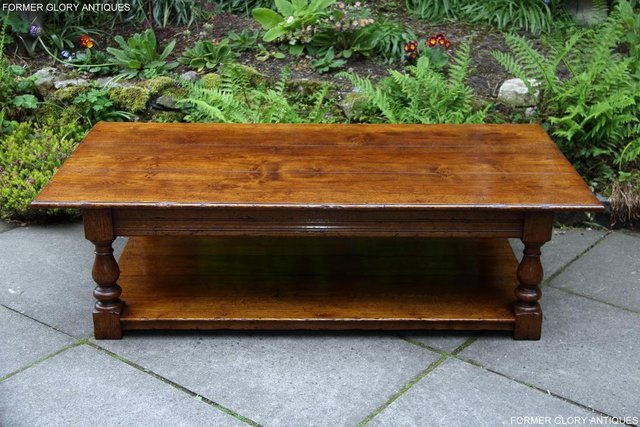 Image 9 of A LARGE SOLID TUDOR OAK TWO DRAWER COFFEE TABLE STAND