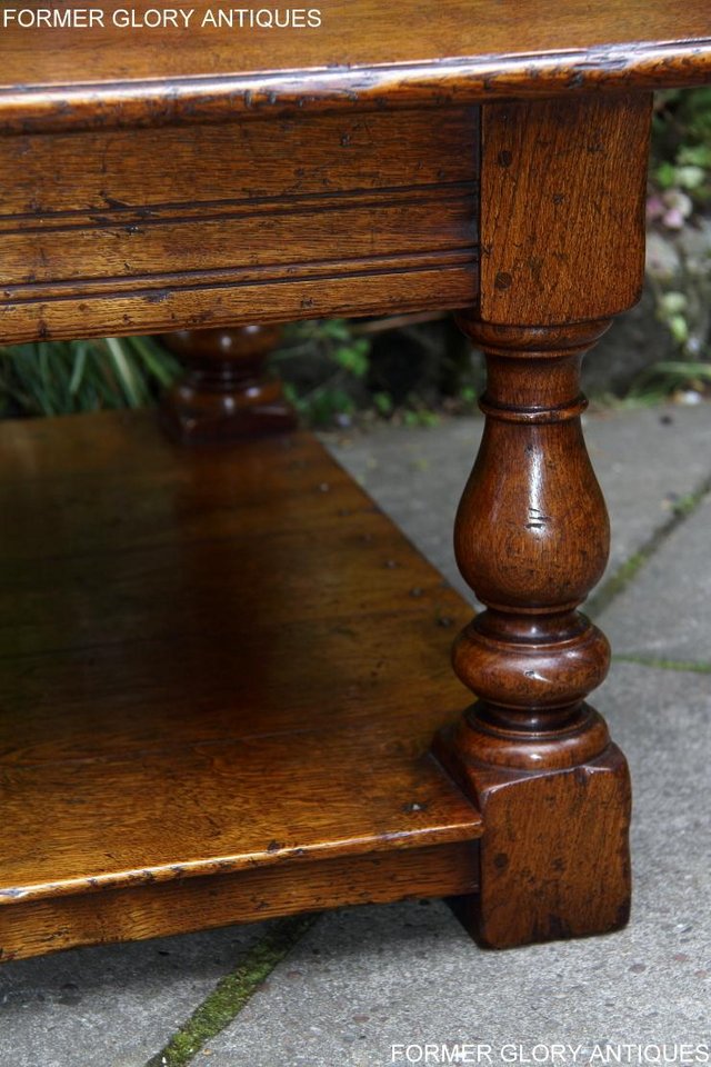 Image 10 of A LARGE SOLID TUDOR OAK TWO DRAWER COFFEE TABLE STAND