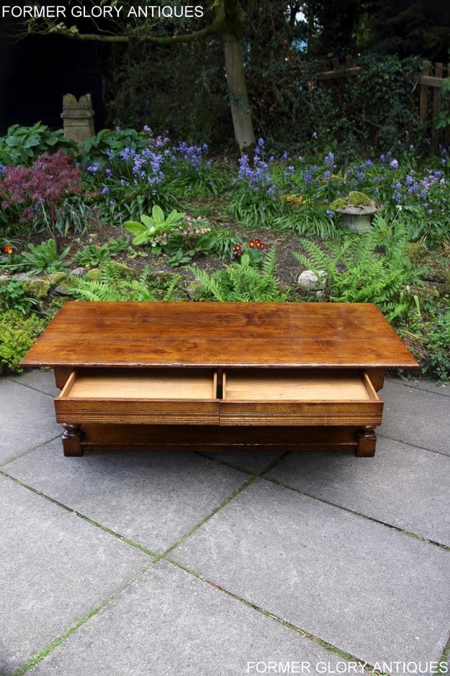 Image 11 of A LARGE SOLID TUDOR OAK TWO DRAWER COFFEE TABLE STAND