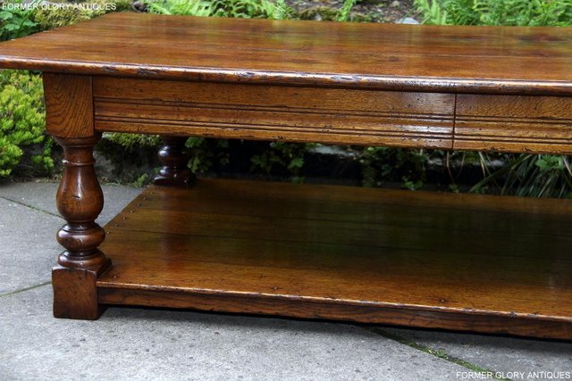 Image 12 of A LARGE SOLID TUDOR OAK TWO DRAWER COFFEE TABLE STAND