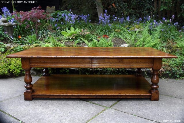 Image 13 of A LARGE SOLID TUDOR OAK TWO DRAWER COFFEE TABLE STAND