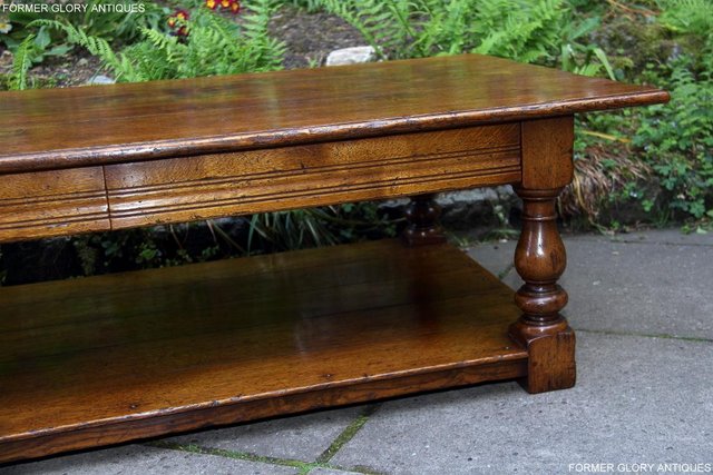 Image 14 of A LARGE SOLID TUDOR OAK TWO DRAWER COFFEE TABLE STAND