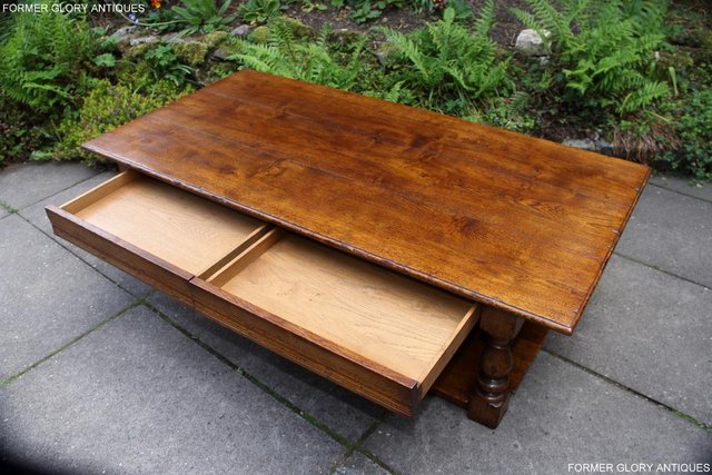 Image 15 of A LARGE SOLID TUDOR OAK TWO DRAWER COFFEE TABLE STAND