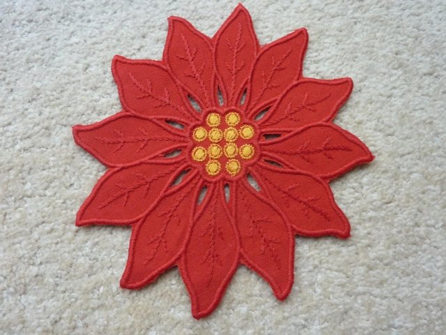 Preview of the first image of New Christmas Applique piece - Poinsettia 6".
