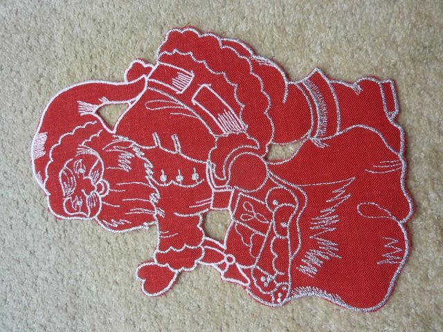 Image 3 of New, Christmas Applique - Santa - red and silver -