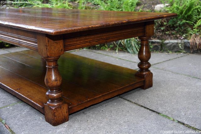 Image 18 of A LARGE SOLID TUDOR OAK TWO DRAWER COFFEE TABLE STAND