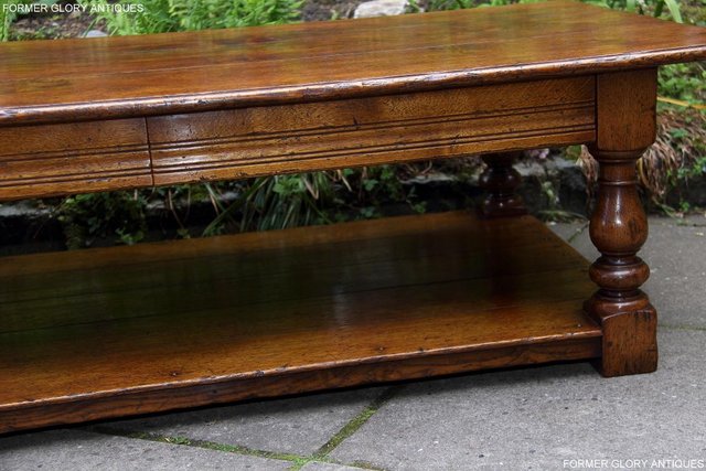 Image 21 of A LARGE SOLID TUDOR OAK TWO DRAWER COFFEE TABLE STAND
