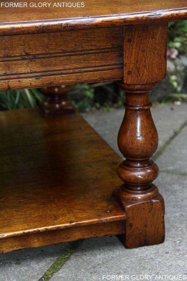 Image 29 of A LARGE SOLID TUDOR OAK TWO DRAWER COFFEE TABLE STAND