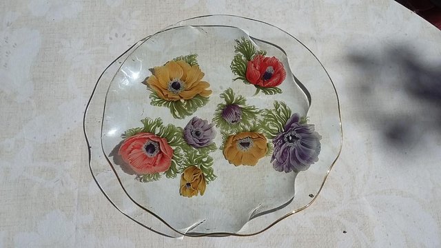 Image 2 of 1960s Chance Glass Anemone Pattern Fluted Plate