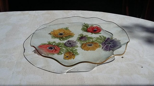 Image 3 of 1960s Chance Glass Anemone Pattern Fluted Plate