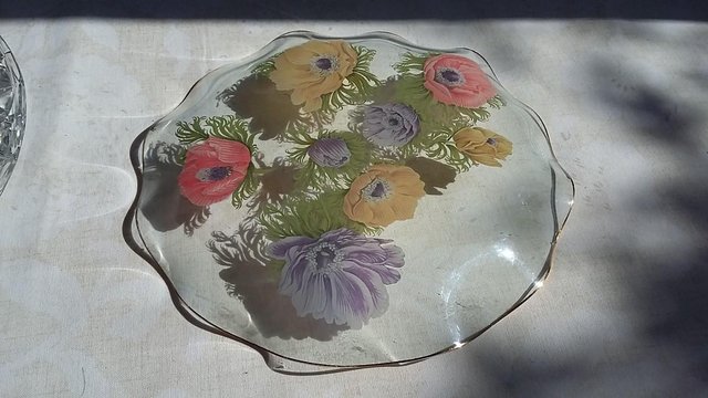 Image 4 of 1960s Chance Glass Anemone Pattern Fluted Plate