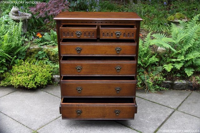 Image 6 of AN OLD CHARM CARVED LIGHT OAK CHEST OF SIX DRAWERS TV STAND