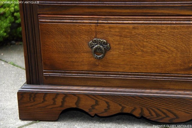 Image 8 of AN OLD CHARM CARVED LIGHT OAK CHEST OF SIX DRAWERS TV STAND