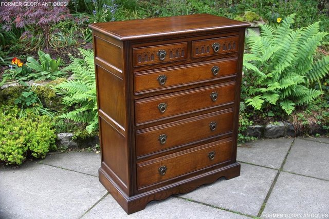 Image 42 of AN OLD CHARM CARVED LIGHT OAK CHEST OF SIX DRAWERS TV STAND