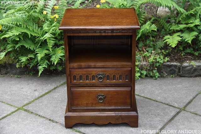Image 12 of PAIR OF OLD CHARM OAK BEDSIDE CABINETS LAMP TABLE DRAWERS