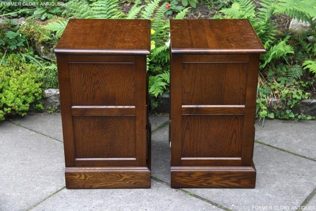 Image 23 of PAIR OF OLD CHARM OAK BEDSIDE CABINETS LAMP TABLE DRAWERS