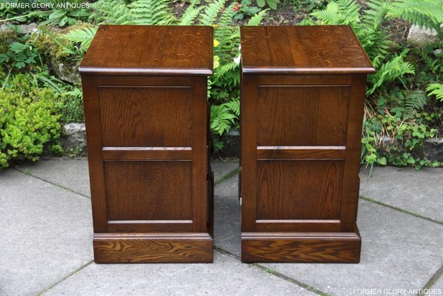 Image 25 of PAIR OF OLD CHARM OAK BEDSIDE CABINETS LAMP TABLE DRAWERS