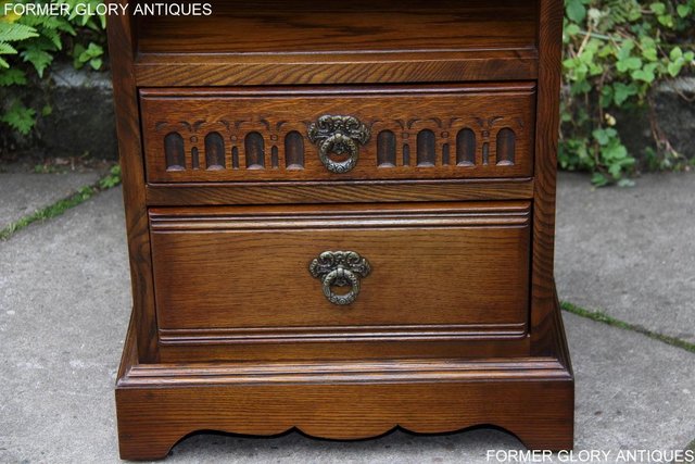 Image 36 of PAIR OF OLD CHARM OAK BEDSIDE CABINETS LAMP TABLE DRAWERS