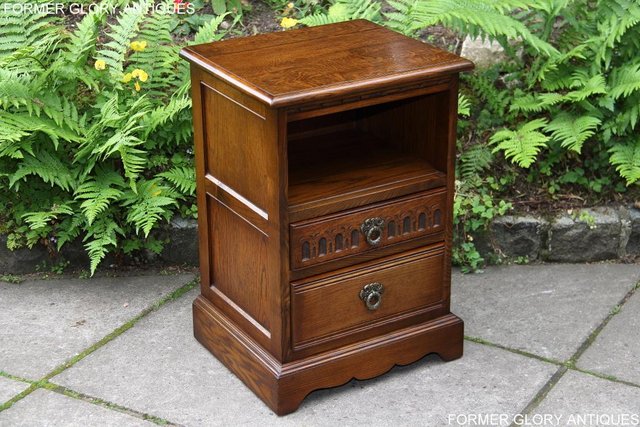 Image 51 of PAIR OF OLD CHARM OAK BEDSIDE CABINETS LAMP TABLE DRAWERS