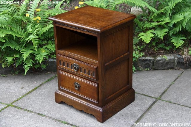 Image 65 of PAIR OF OLD CHARM OAK BEDSIDE CABINETS LAMP TABLE DRAWERS